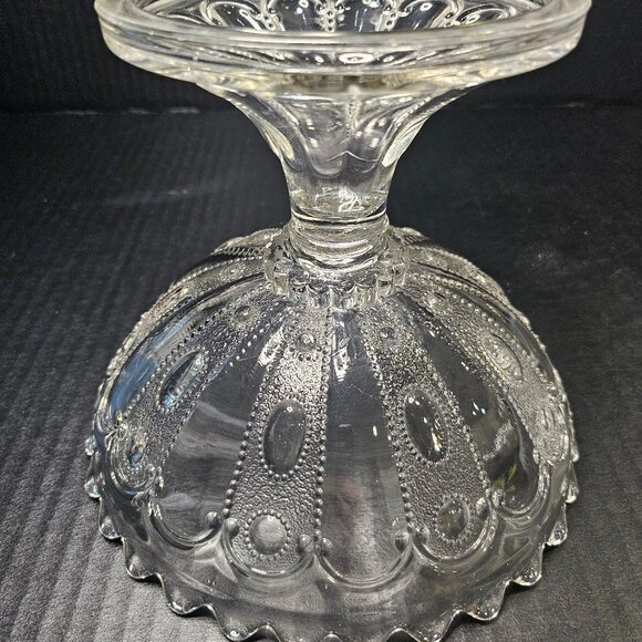Antique US Glass, Kansas Pattern Jewel With Dewdrop Footed Compote Circa 1901 - Picture 5 of 12